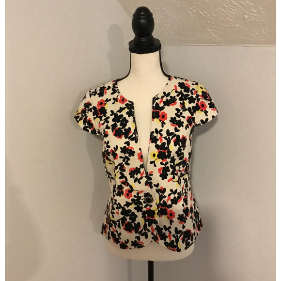 Anthropologie Elevenses Dahlia Pressed Floral Blazer - Size 6 - Picture 1 of 10